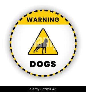 Warning of dog sign, banner, symbol on yellow background. vector banner for warning Stock Vector