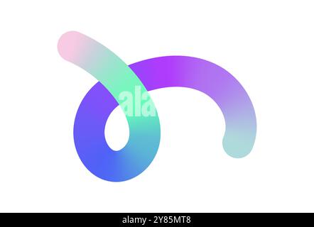 Neon Color Gradient squiggle lines. Scribble stripe with wavy elements. Abstract organic dynamic colorful Sshapes on dark background Stock Vector