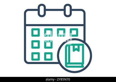 Class schedule icon. line icon style. calendar with book. icon related to online course. education elements vector illustration Stock Vector