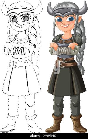 A brave Viking girl in armor Stock Vector