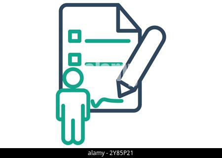 Assignment icon. line icon style. document with pencil. icon related to online course. education elements vector illustration Stock Vector