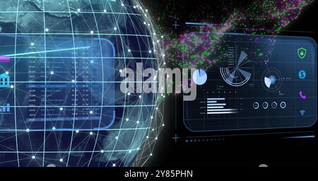 Digital globe with data charts and graphs overlaying Stock Photo - Alamy