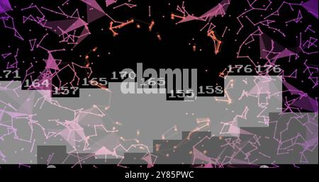 Image of shapes moving over diagrams with data Stock Photo
