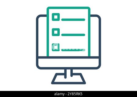 Registration icon. line icon style. monitor with document. icon related to online course. education elements vector illustration Stock Vector