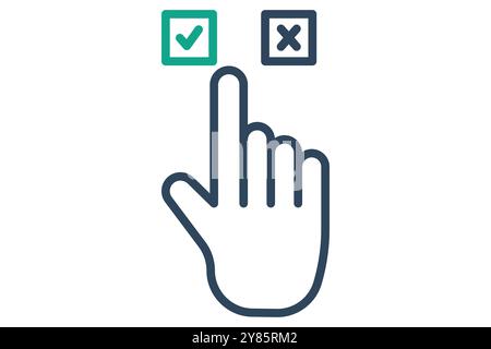 Choices icon. line icon style. hand touch with cross mark. icon related to online course. education elements vector illustration Stock Vector