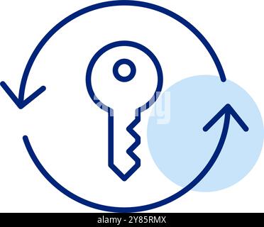 Key in refresh arrows. Reset or renew access permission, update password. Pixel perfect, editable stroke vector icon Stock Vector