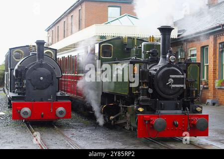 No 7, Tom Rolt, Locomotive, Tywyn Wharf Station, Tal y Llyn Railway, North Wales, Stock Photo