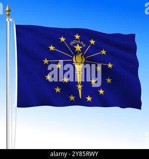 Indiana US federal state waving flag, United States, vector illustration Stock Vector