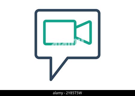 Video call icon. line icon style. video camera with chat. icon related to online course. education elements vector illustration Stock Vector