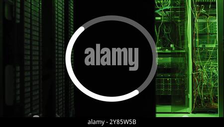 Image of data loading ring processing over server room Stock Photo