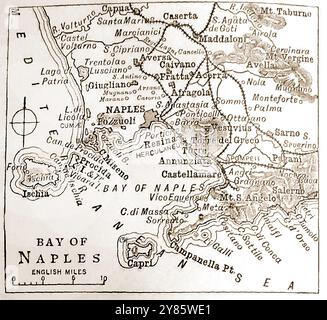 A19th century map of the Bay of Naples, Italy and surroundings. - Una mappa del XIX secolo del Golfo di Napoli, Italia e dintorni. Stock Photo