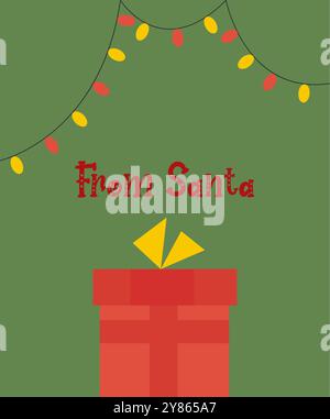 Happy holidays 2024 greeting card. Cute flat Christmas cartoon gift postcard with warm wishes. From Santa Stock Vector