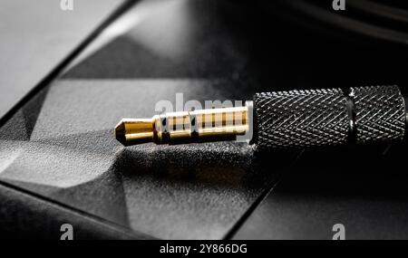 audio mini jack connector close up view Stock Photo