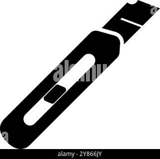 Black and white vector icon of a cutter knife, perfect for graphic design, artwork, and DIY projects Stock Vector