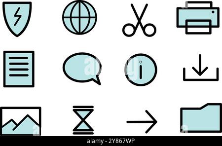 Icons for common computer function Stock Vector