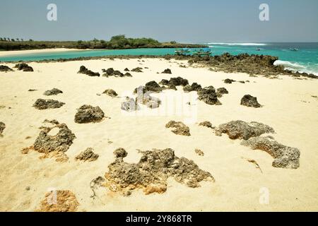 Rocky beach in Pero, Pero Batang villlage, Kodi, Southwest Sumba, East Nusa Tenggara, Indonesia. Stock Photo