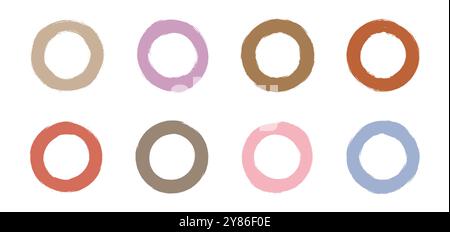 Colored grunge circle brush. Ink frame set - Vector illustration Stock Vector