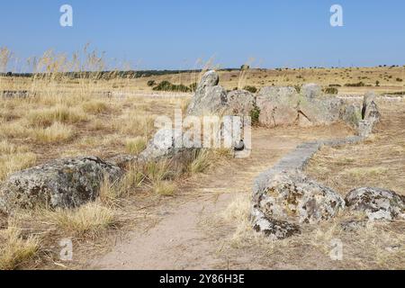 Megalithic architecture called The Prado de Las Cruces Dolmen in Avila ...