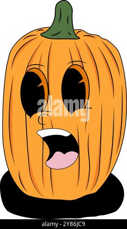 Spooky Halloween pumpkin ideal for party invitations, social media posts, or holiday themed designs for cards, posters, and decorations. Stock Vector