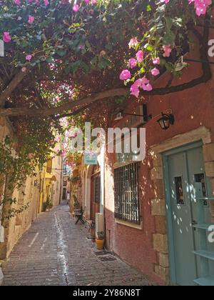 Chania, Greece. 25th Sep, 2024. A narrow alley with flowers and souvenir stores in the old town. Credit: Alexandra Schuler/dpa/Alamy Live News Stock Photo