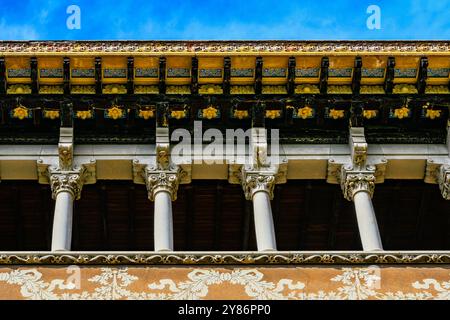 Casa Solà-Morales (porticoed gallery), Modernist architecture route in Olot, a Catalan jewel, full of history, culture and heritage Stock Photo