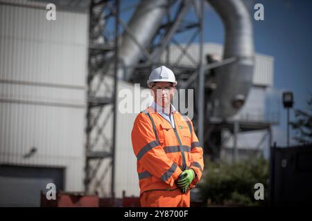 UK CEO Simon Willis pictured at the cement production facility at Heidelberg Materials’ Padeswood Works in Mold, Flintshire, North Wales.   Heidelberg Stock Photo