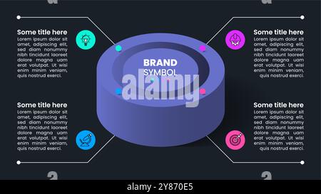 Infographic template with icons and 4 options or steps. Isometric column. Can be used for workflow layout, diagram, banner, webdesign. Vector illustra Stock Vector