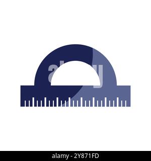 Protractor. icon. Ruler icon, School tool. Geometry tool illustration. Flat design. Vector illustration isolated. Stock Vector