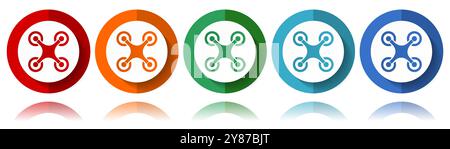 Drone, copter vector icons, flat icon set for logo design, webdesign and mobile applications, colorful web button collection in eps 10 Stock Vector