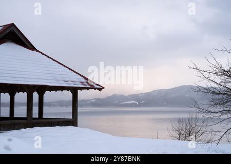 Lake Tazawa winter scenery in Akita, Japan Stock Photo