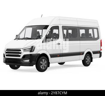 White Minibus Isolated Stock Photo