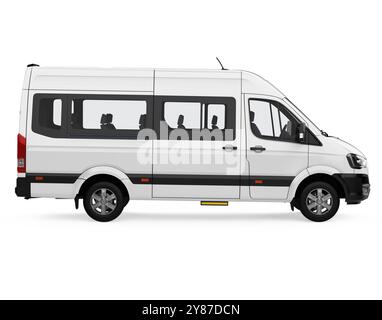 White Minibus Isolated Stock Photo