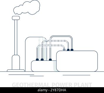 thermal ecological power station icon vector outline illustration Stock ...