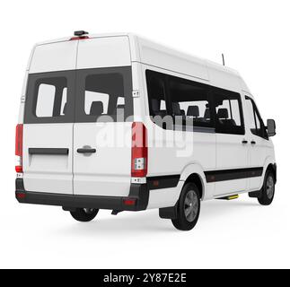 White Minibus Isolated Stock Photo