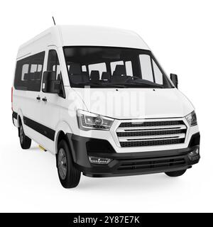 White Minibus Isolated Stock Photo