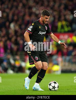 Bologna's Riccardo Orsolini during the UEFA Champions League match between Liverpool and Bologna FC 1909 at Anfield, Liverpool on Wednesday 2nd October 2024. (Photo: Steven Halliwell | MI News) Credit: MI News & Sport /Alamy Live News Stock Photo