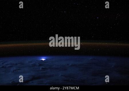 Thunderstorm over planet Earth. Digital enhancement of an image by NaSA Stock Photo