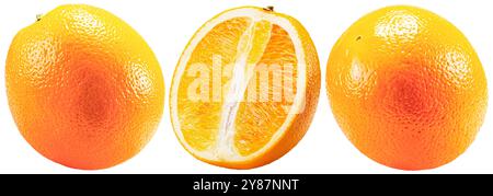 set of the orange with slices isolated on a white background. Stock Photo