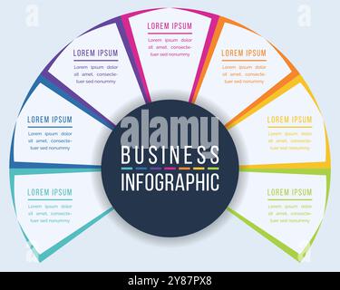 Circle Infographic design 7 steps, objects, elements or options infographic business circle template Stock Vector