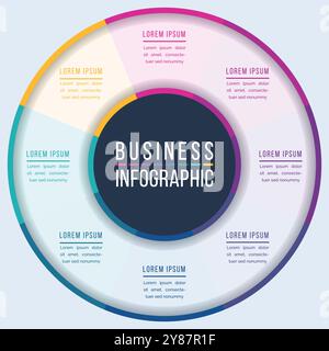 Circle Infographic design 8 steps, objects, elements or options information business circle template Stock Vector