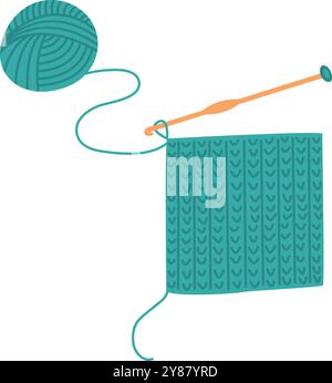 Crocheting icon. Wool yarn hand craft hobby isolated on white background Stock Vector