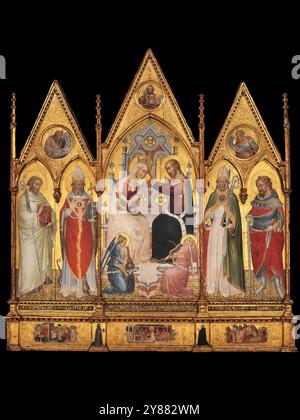 Giovanni di Tano Fei, The Coronation of the Virgin, and Saints, altarpiece, 1394, Metrpolitan Museum, New York, USA Stock Photo