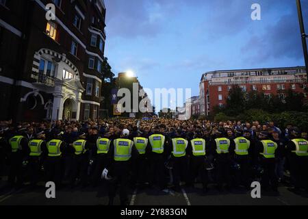 Gent fans march to the ground before the UEFA Conference League match ...