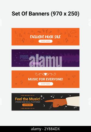 Minimalist music promotion banners Stock Vector