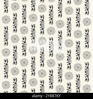 Seamless background with black pattern in baroque style, Ideal for printing, Illustration Art Stock Vector