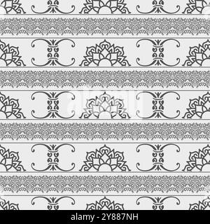 Set of seamless borders for design, Decorative pattern in ethnic oriental, Illustration Art Stock Vector