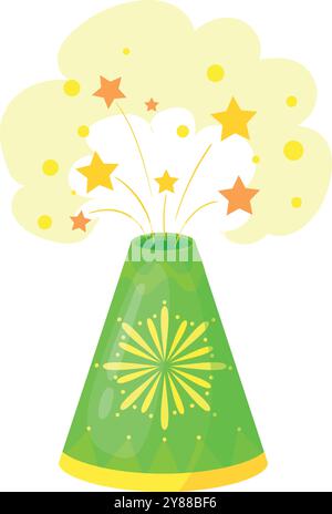 Firework fountain. Festival party burst cartoon icon isolated on white background Stock Vector