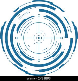 Hud aim round element. Neon hologram ui isolated on white background Stock Vector