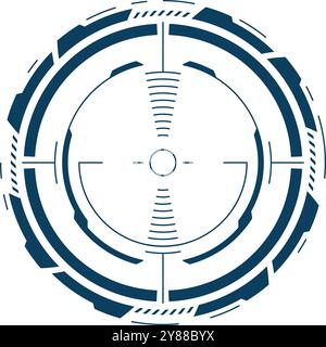 Cyberpunk target hud. Futuristic tech aim element isolated on white background Stock Vector