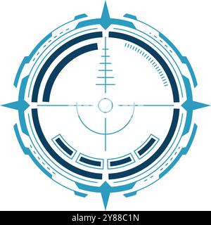 Aim pointer tech hud style. Interface panel isolated on white background Stock Vector